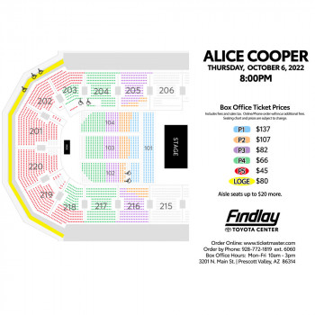 Alice Cooper 10/6/22 Seating Chart